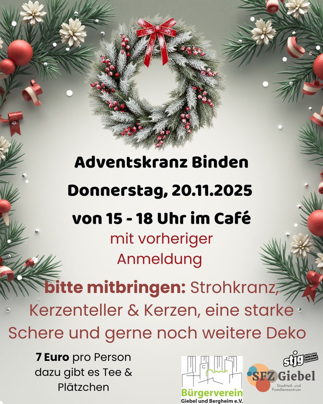 Flyer für die jeweilige Veranstaltung mit Datum und Kurzbeschreibung