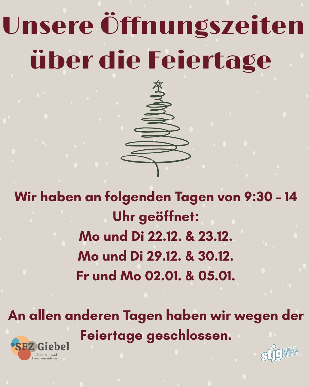 Flyer für die jeweilige Veranstaltung mit Datum und Kurzbeschreibung