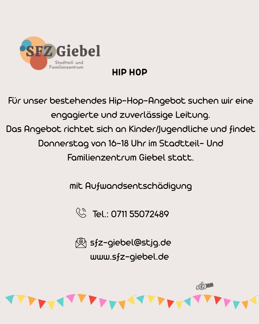 Flyer für die jeweilige Veranstaltung mit Datum und Kurzbeschreibung