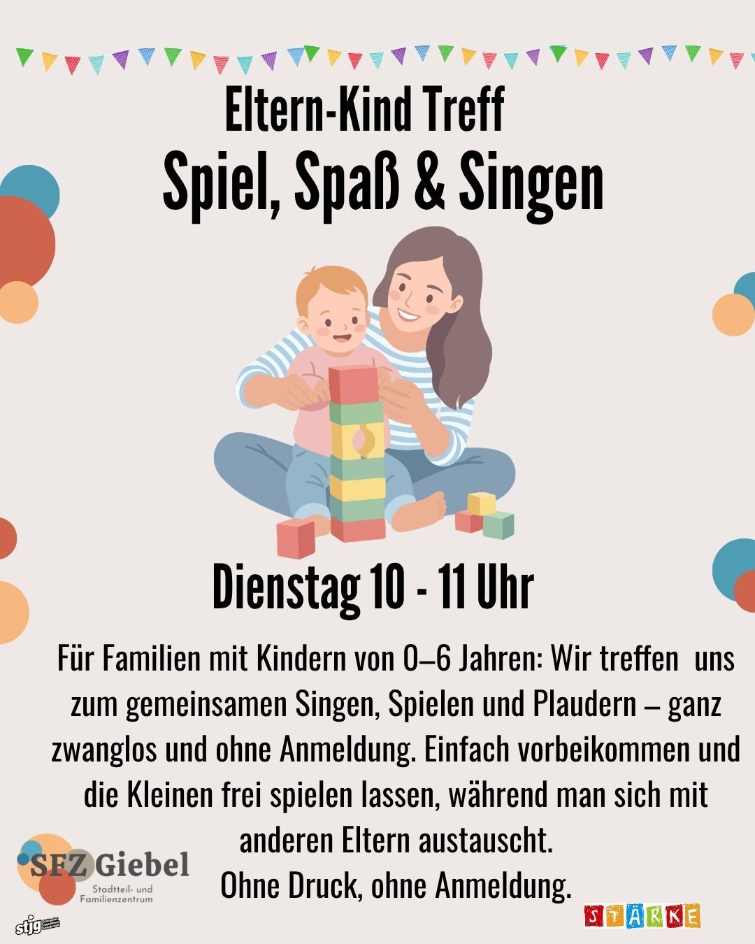 Flyer für die jeweilige Veranstaltung mit Datum und Kurzbeschreibung
